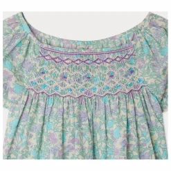 Blouse Smockée Grenade Liberty Coton Bio | Vert d'eau