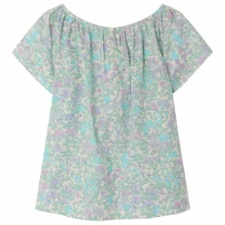 Blouse Smockée Grenade Liberty Coton Bio | Vert d'eau
