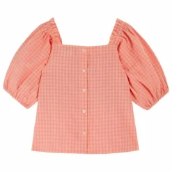 Blouse Smockée Vichy Brodée | Rose pêche