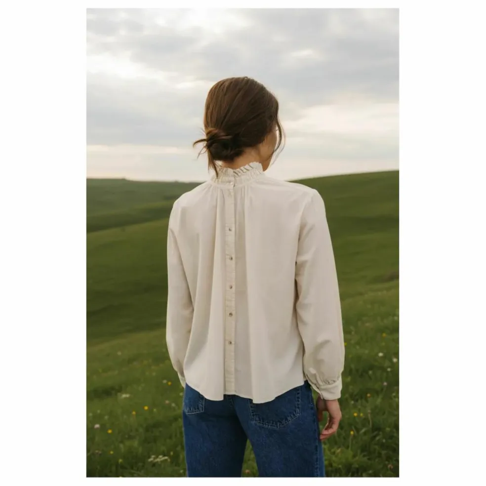 Blouse Soline Velours Milleraies | Ecru
