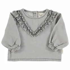 Blouse Volants Chambray | Gris