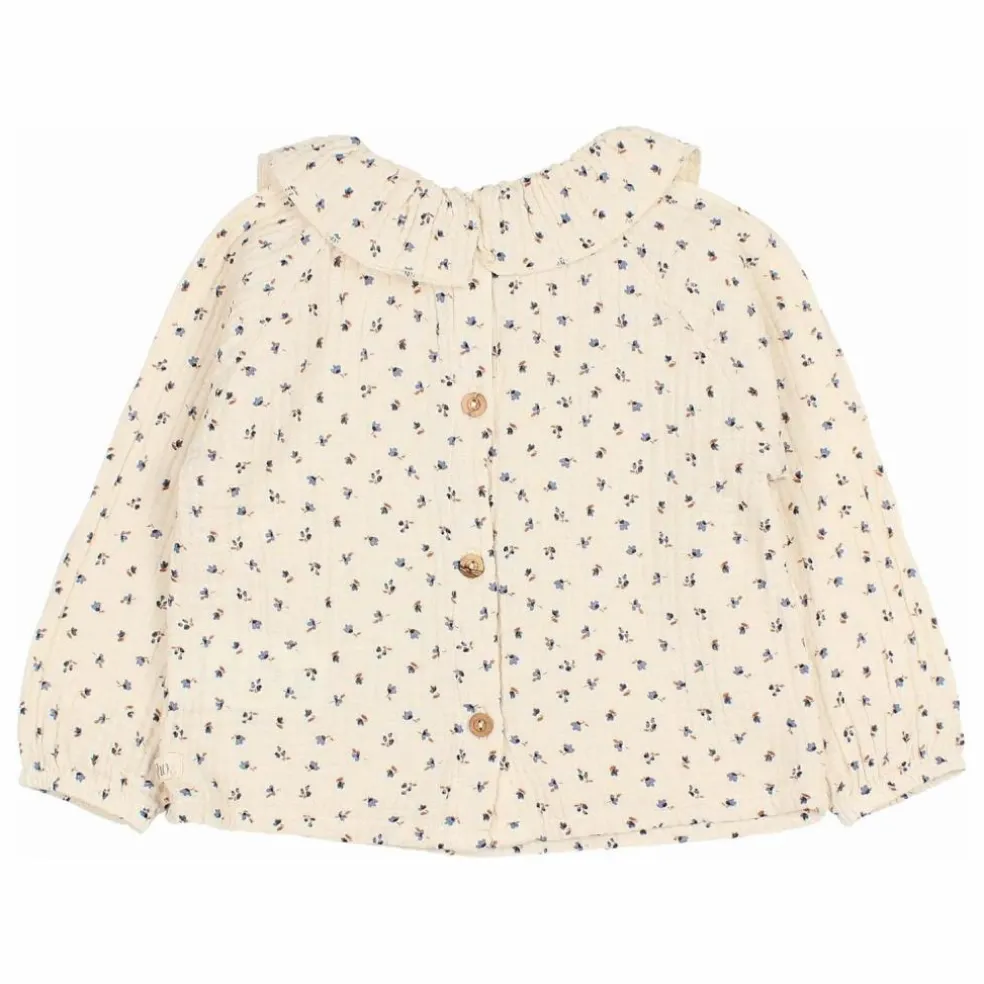 Blouse Volants Gaze de Coton Bio | Ivoire