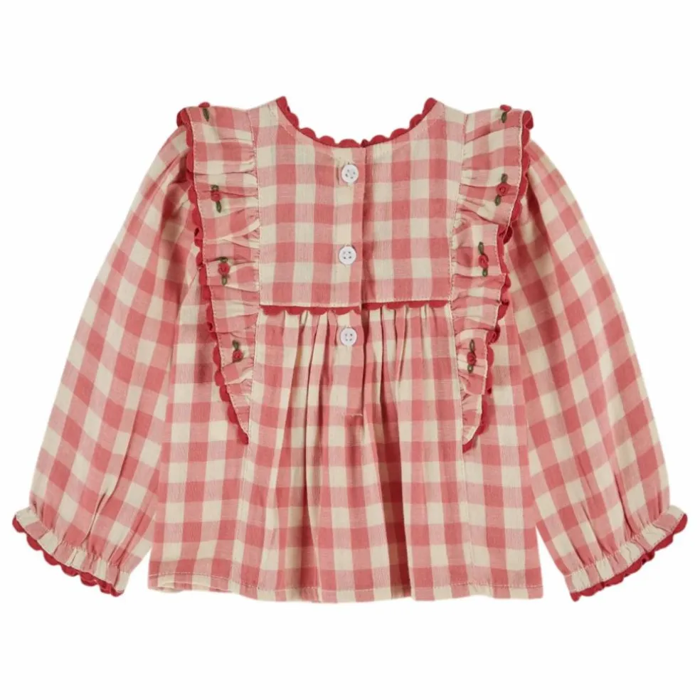 Blouse Volants Vichy | Rose