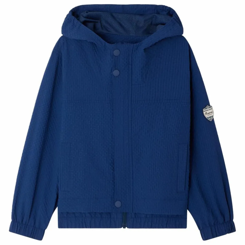 Blouson à Capuche Lenny Carreaux Seersucker Fibres Recyclées | Bleu indigo