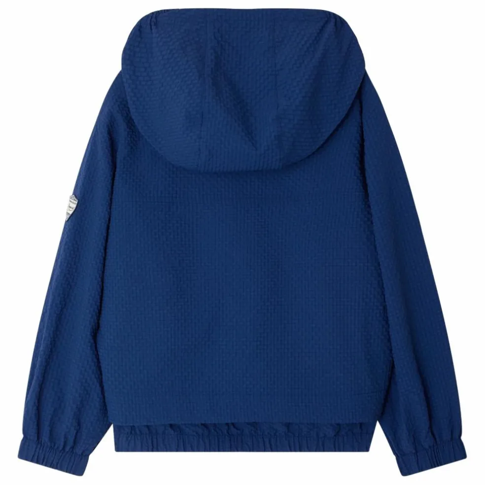 Blouson à Capuche Lenny Carreaux Seersucker Fibres Recyclées | Bleu indigo