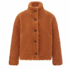 Blouson boutonné en sherpa boxy | Brique