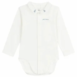 Body Col Brodé Coton Bio | Bleu