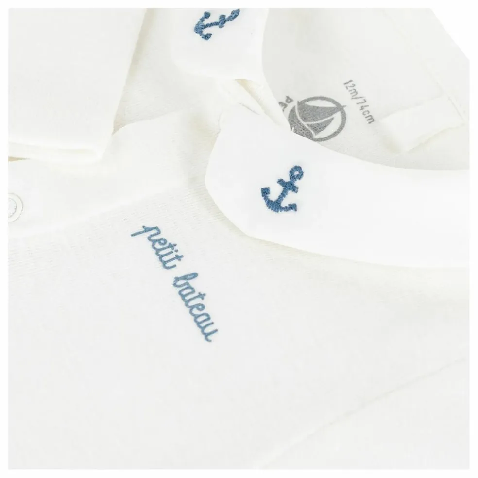 Body Col Brodé Coton Bio | Bleu