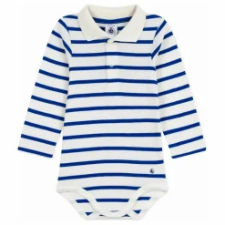 Body Col Polo Rayé Coton Bio | Ecru