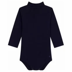 Body Col Roulé Uni Coton Bio | Bleu nuit