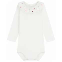 Body Col Volants Cœurs Coton Bio | Blanc
