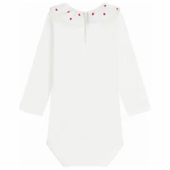 Body Col Volants Cœurs Coton Bio | Blanc