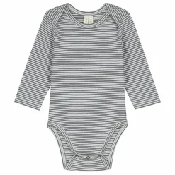 Body Rayures Coton Bio | Bleu gris