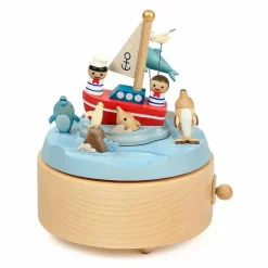 Boite à musique en bois Dauphins