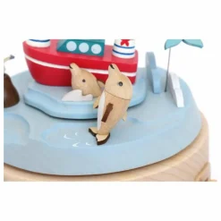 Boite à musique en bois Dauphins