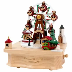 Boite à musique en bois Marché de Noël
