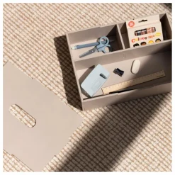 Boite de rangement avec couvercle en bois | Beige