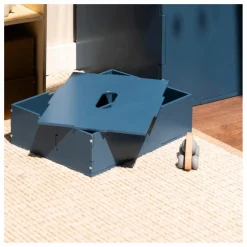 Boite de rangement avec couvercle en bois | Bleu