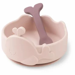 Bol ventouse et cuillère silicone Wally | Rose