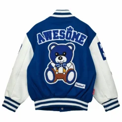 Bomber Awesome Letterman à Ecussons Cuir | Bleu