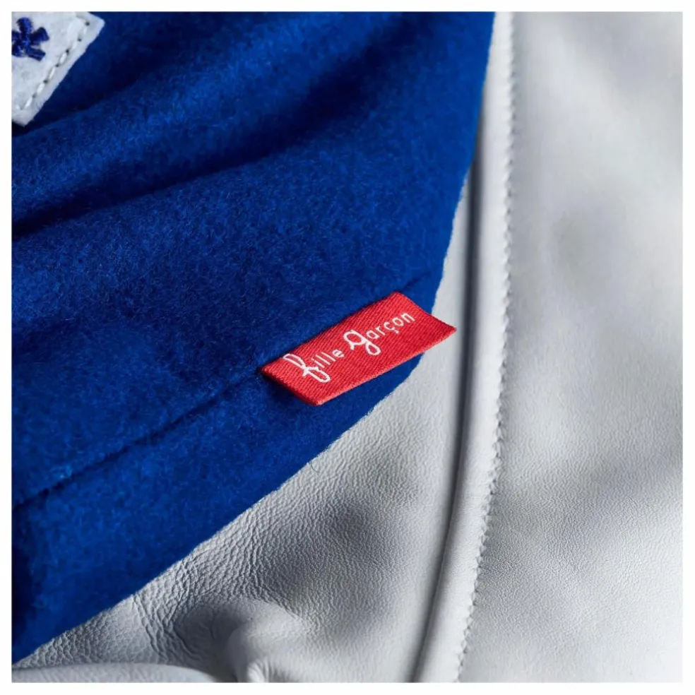Bomber Awesome Letterman à Ecussons Cuir | Bleu