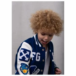 Bomber Awesome Letterman à Ecussons Cuir | Bleu