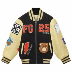 Bomber Awesome Letterman à Ecussons Cuir | Noir