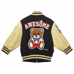 Bomber Awesome Letterman à Ecussons Cuir | Noir