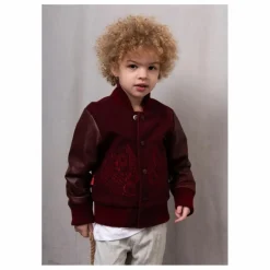Bomber Brodé Laine et Cuir | Bordeaux