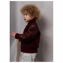 Bomber Brodé Laine et Cuir | Bordeaux