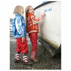 Bomber Paisley Laine et Cuir | Bleu