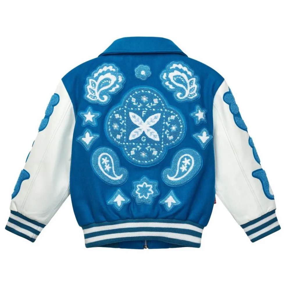 Bomber Paisley Laine et Cuir | Bleu