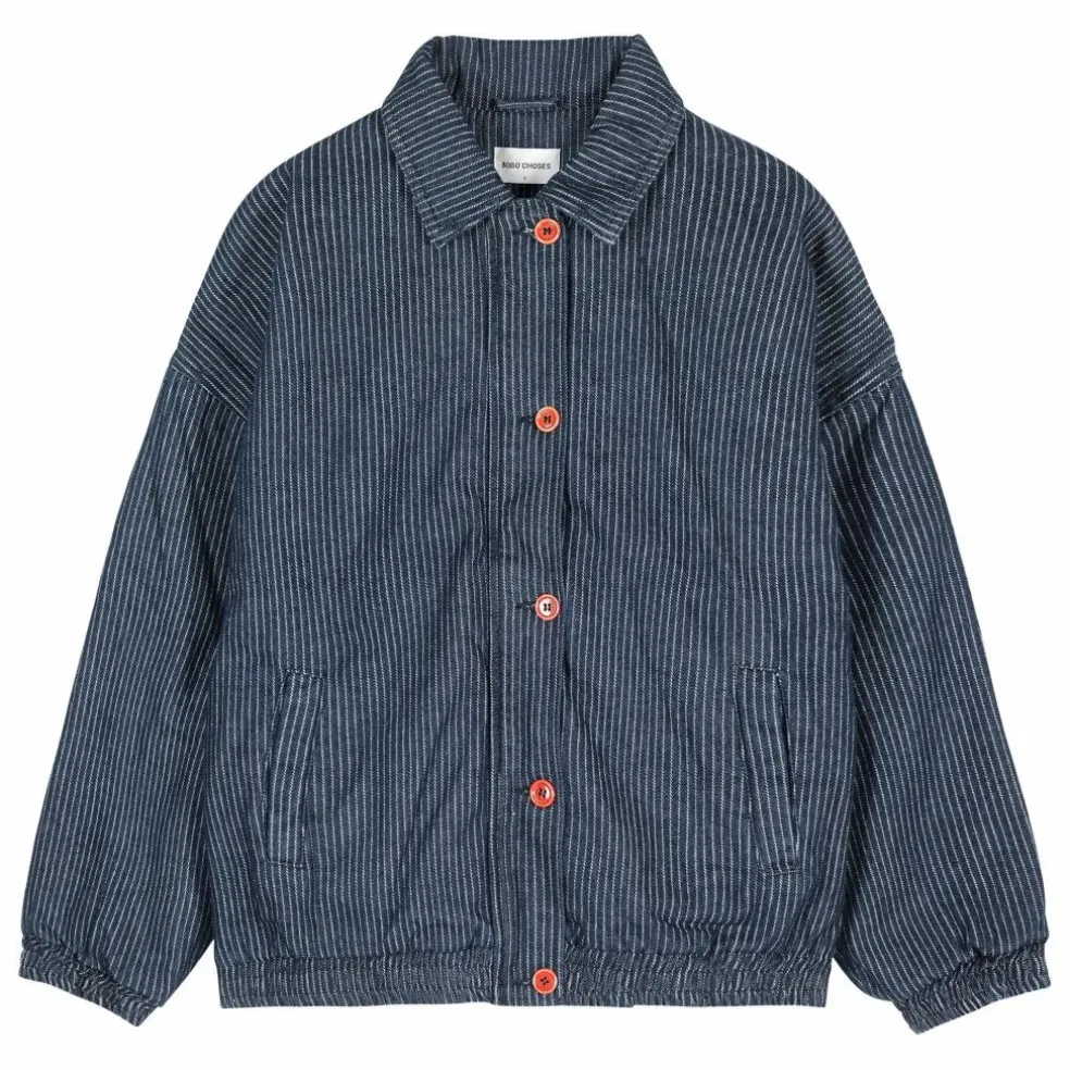 Bomber Rayée Denim Coton Bio - Collection Femme | Bleu marine