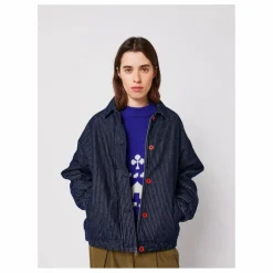 Bomber Rayée Denim Coton Bio - Collection Femme | Bleu marine