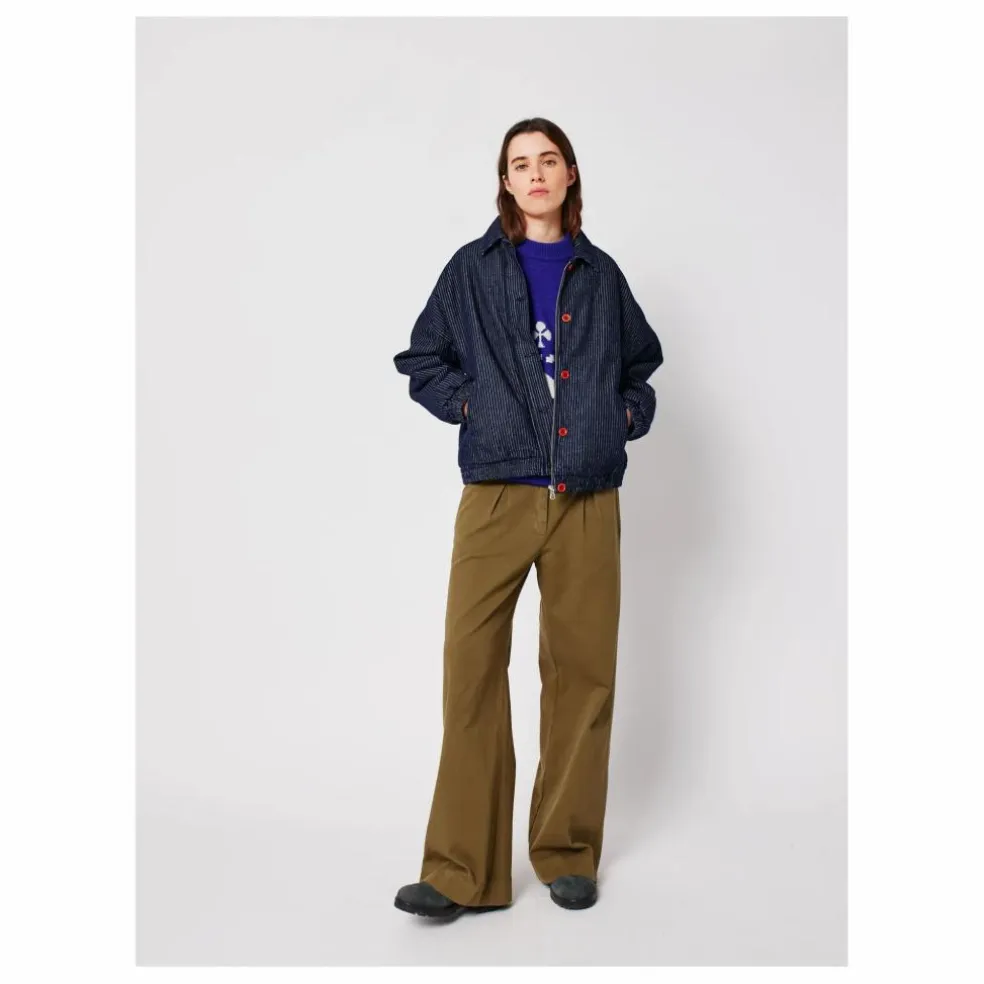 Bomber Rayée Denim Coton Bio - Collection Femme | Bleu marine
