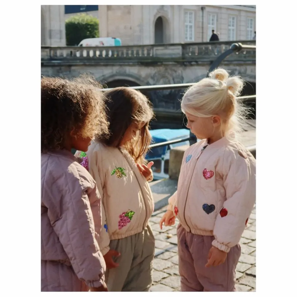Bomber Sequins Juno Cœurs | Rose pâle