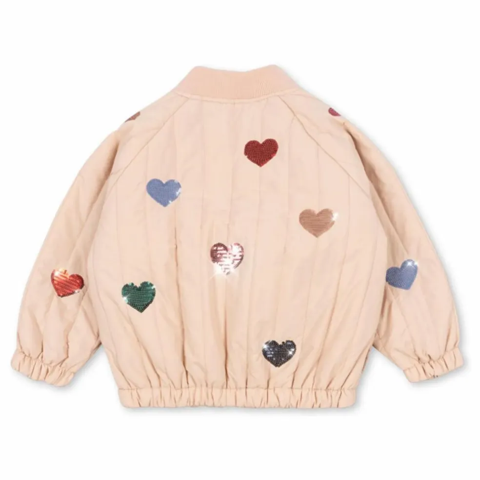 Bomber Sequins Juno Cœurs | Rose pâle