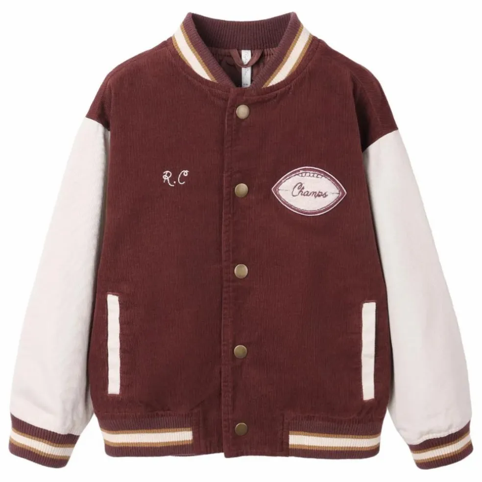 Bomber Varsity Velours Côtelé | Bordeaux