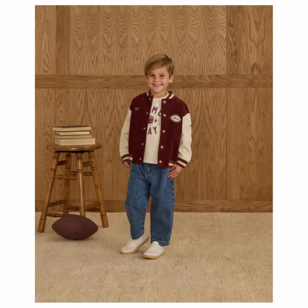 Bomber Varsity Velours Côtelé | Bordeaux