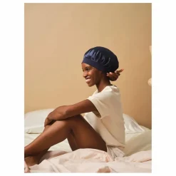Bonnet de nuit en soie | Bleu nuit