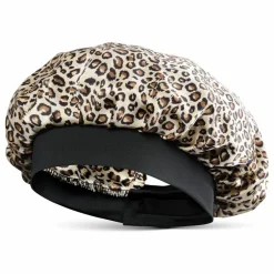 Bonnet de nuit en soie imprimé Léopard