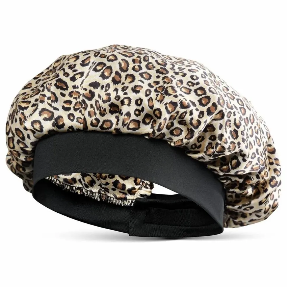 Bonnet de nuit en soie imprimé Léopard