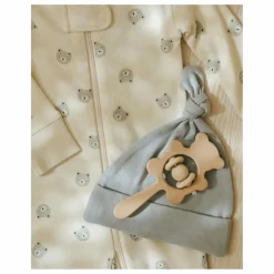 Bonnet Naissance Coton Bio | Bleu gris