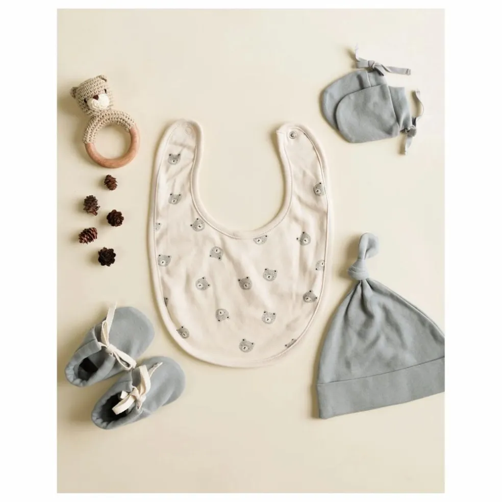 Bonnet Naissance Coton Bio | Bleu gris