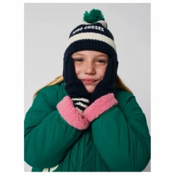 Bonnet Pompom Rayé Fibres Recyclées | Ecru