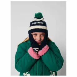 Bonnet Pompom Rayé Fibres Recyclées | Ecru
