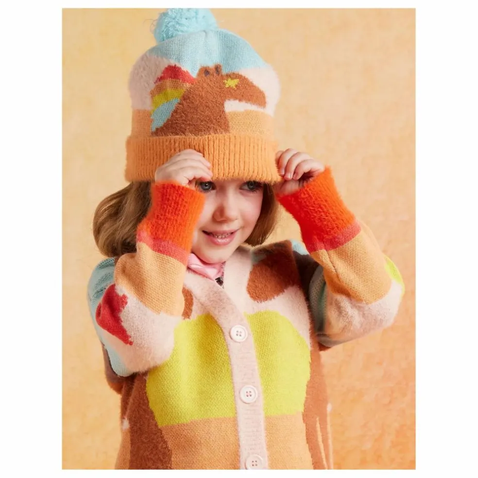 Bonnet Pompon Chevaux | Bleu ciel
