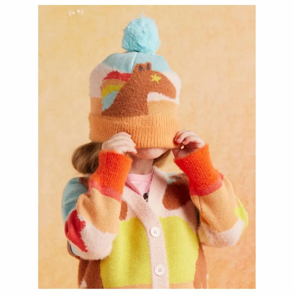 Bonnet Pompon Chevaux | Bleu ciel