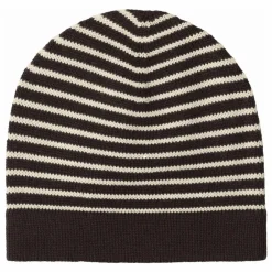 Bonnet Rayé Laine de Mérinos | Marron