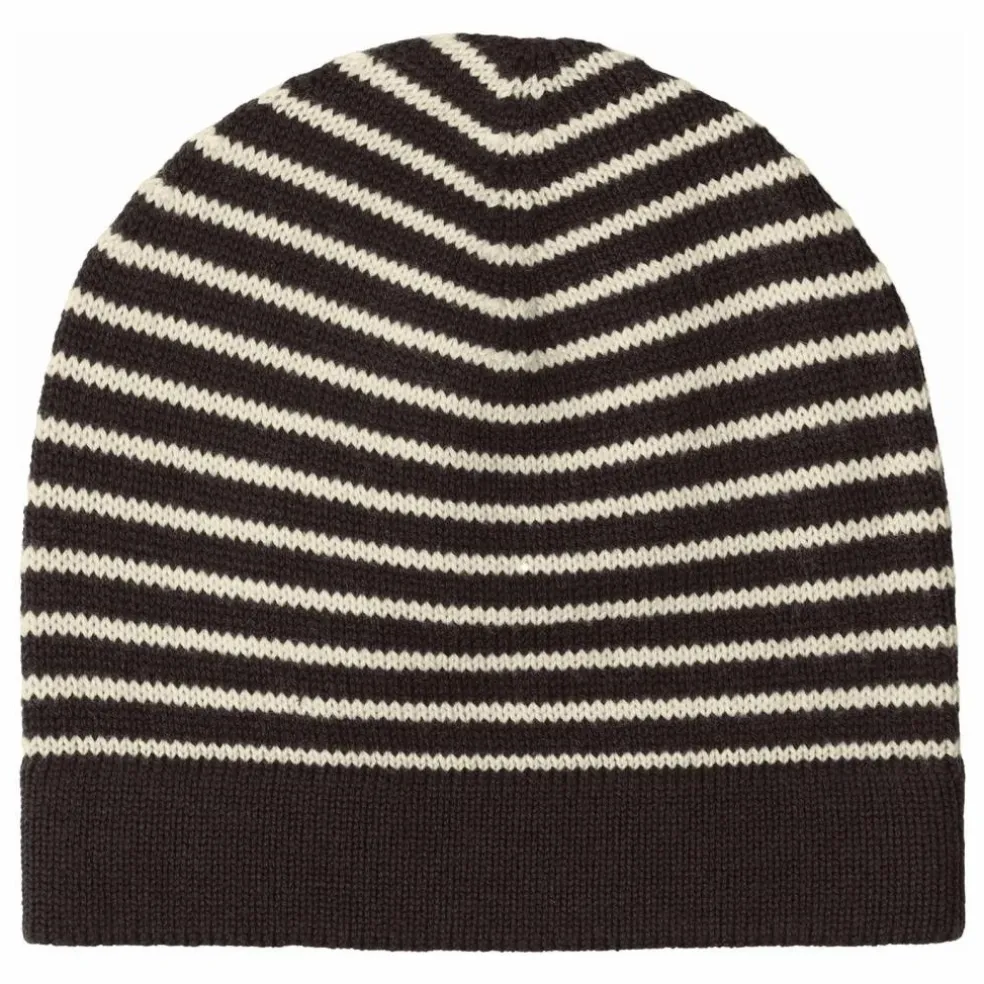 Bonnet Rayé Laine de Mérinos | Marron